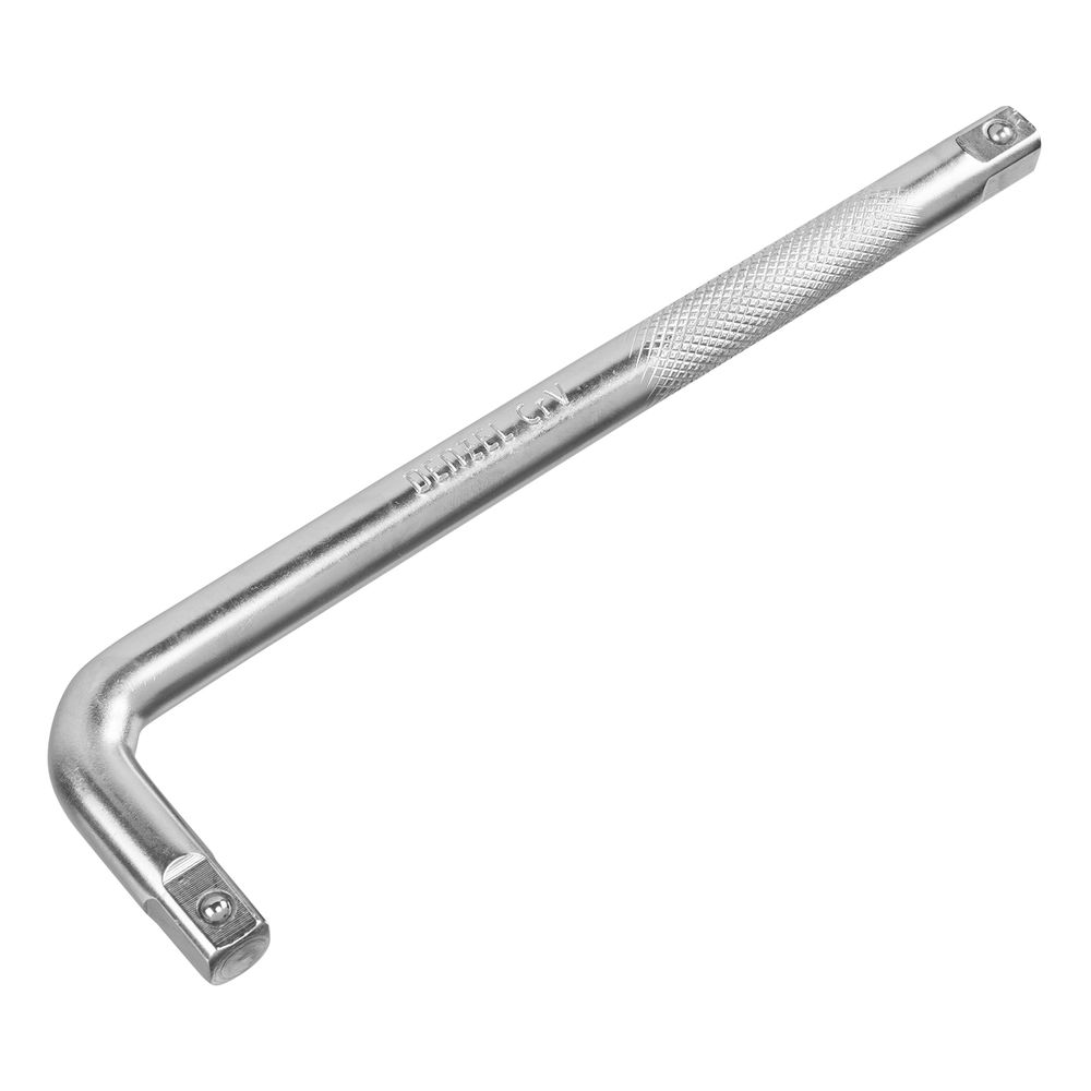 Вороток Г-образный, 250*50 мм, квадрат 1/2, CrV, матовый хром Denzel