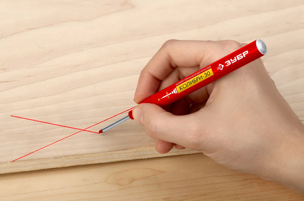 Перманентный маркер для отверстий Колибри-30 красный, наконечник L 30 мм, 2.8 мм ЗУБР 06338-3