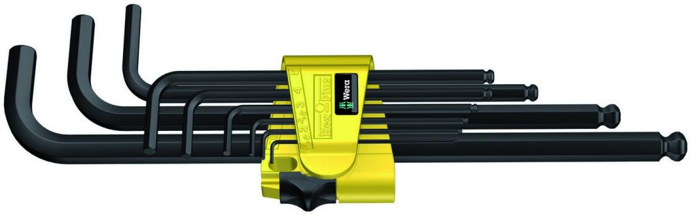 Набор Г-образных ключей 9 пр. с шаром 5/64-3/8 Hex-Plus Imperial BlackLaser серия 950/9 PKL 1 Wera WE-022171