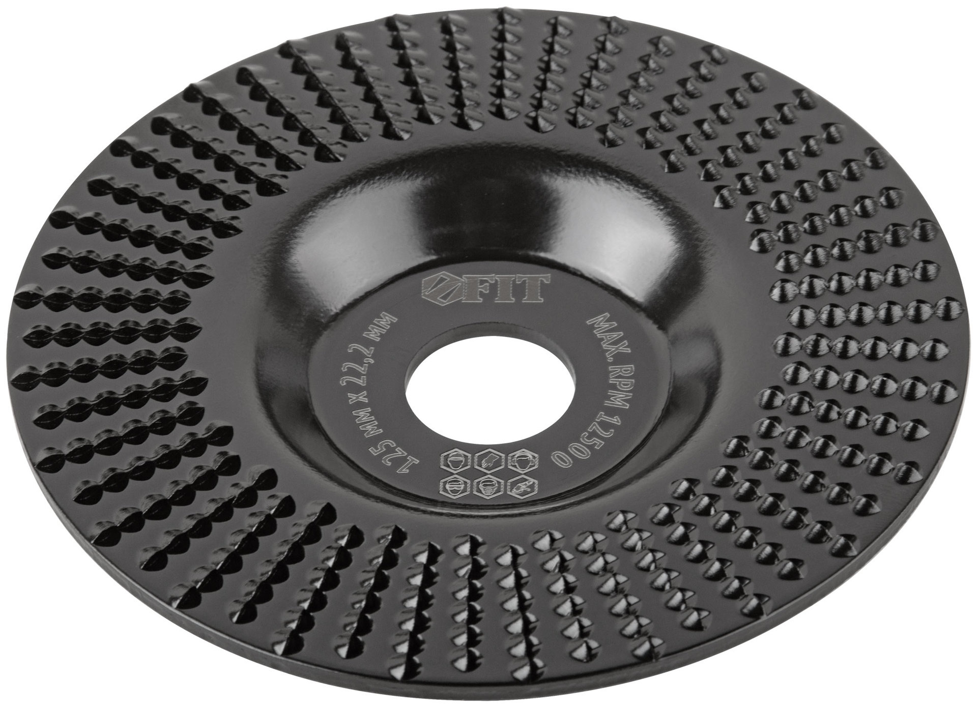 Диск обдирочный по дереву, плоский, посадочный диаметр 22,2 мм, 125 мм, средняя насечка (39528)