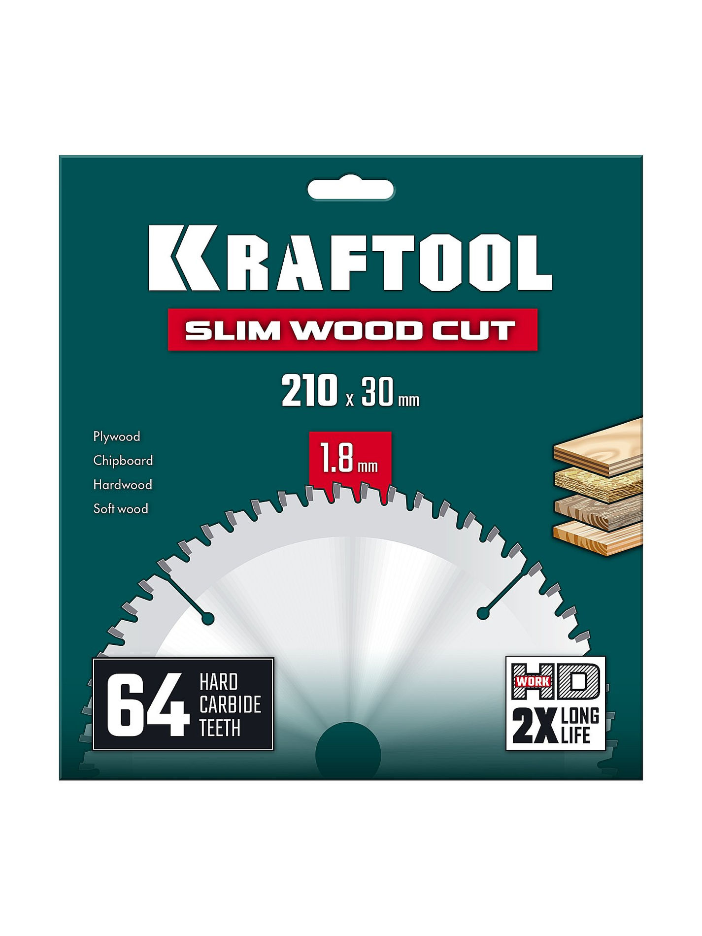 Диск пильный по дереву Slim wood cut, 210 х 30 x 1.8 мм, 64Т KRAFTOOL 36955-210-30-64