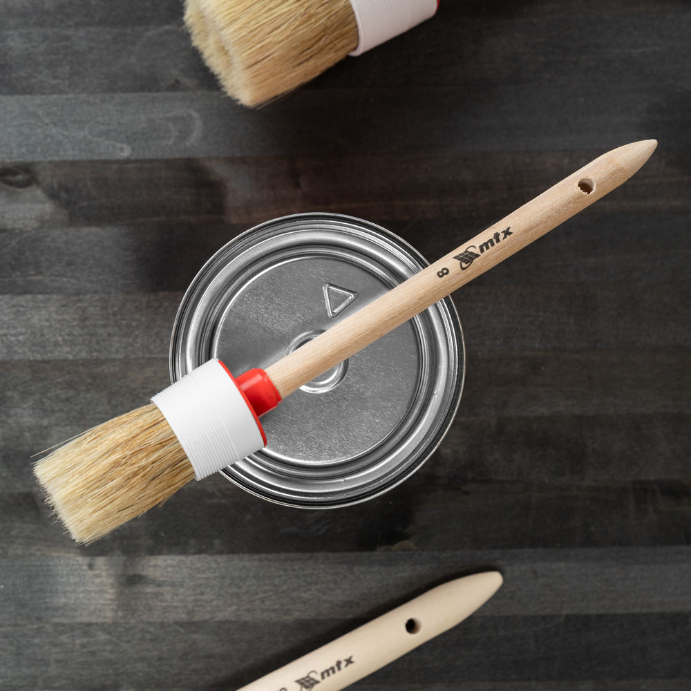 Кисть круглая № 8 (35 мм) натуральная щетина, деревянная ручка MTX (82078)