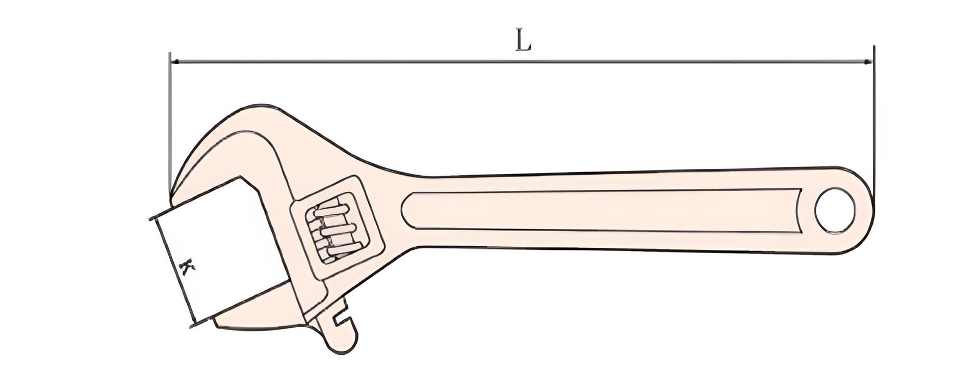 Ключ гаечный разводной шведский КР-18 искробезопасный сплав BeCu 125-1004, HORTZ