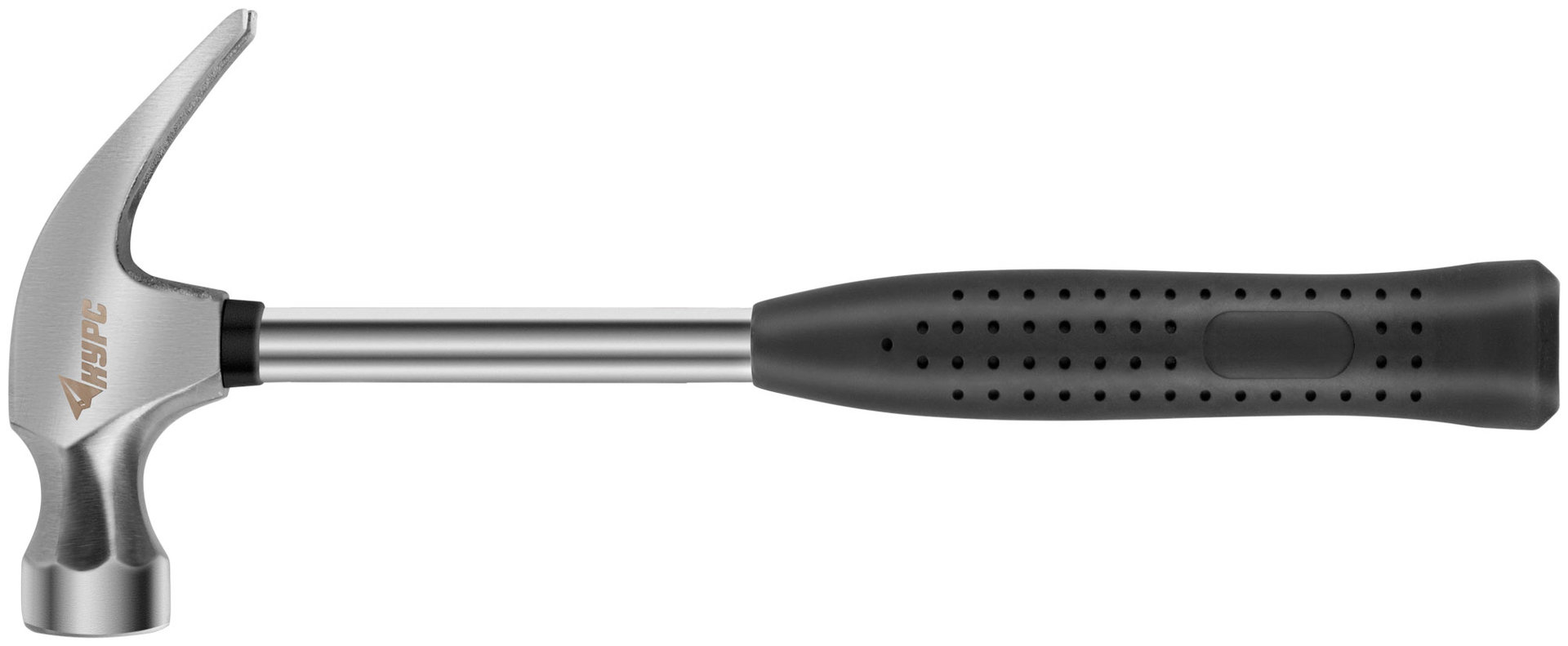 Молоток-гвоздодер, металлическая ручка, резиновая рукоятка 27 мм, 340 гр. (44612)