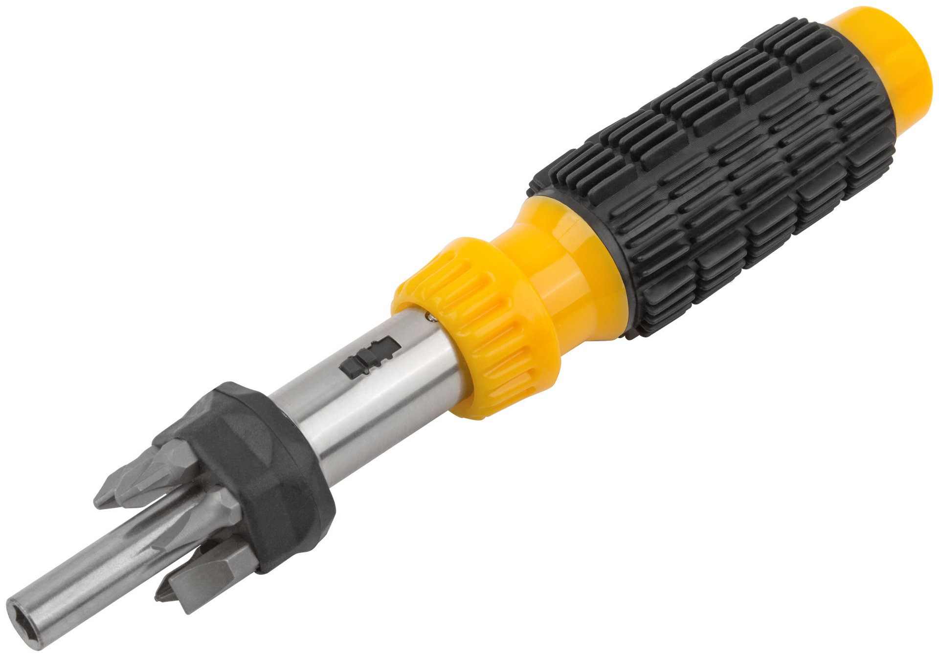Отвертка реверсивная, 6 CrV бит, желтая ручка с антискользящей накладкой (56295)