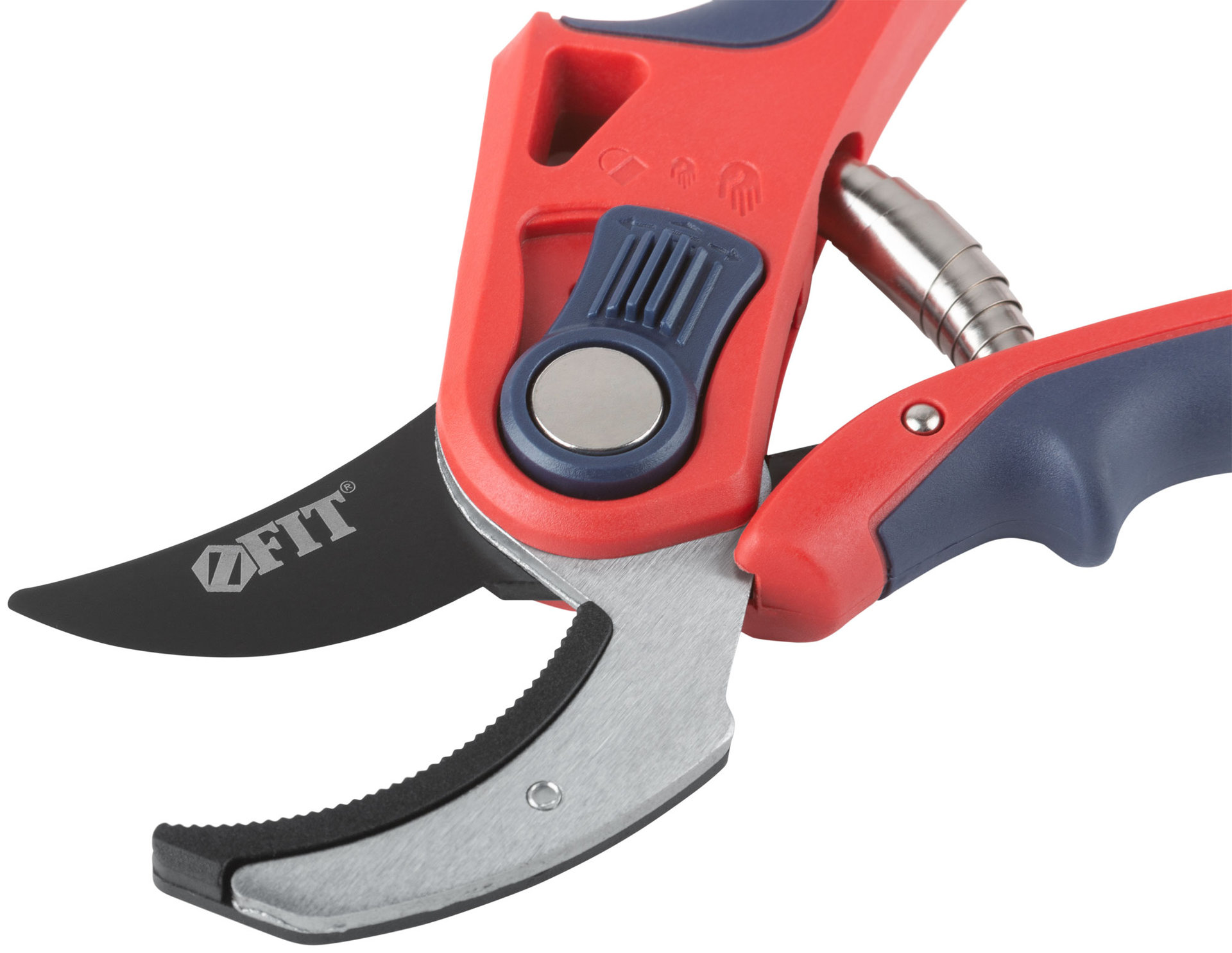 Секатор, режущие кромки встык с наковальней, регулир. раскрытия, ленточная пружина, прорезин. ручки 210 мм (77091)