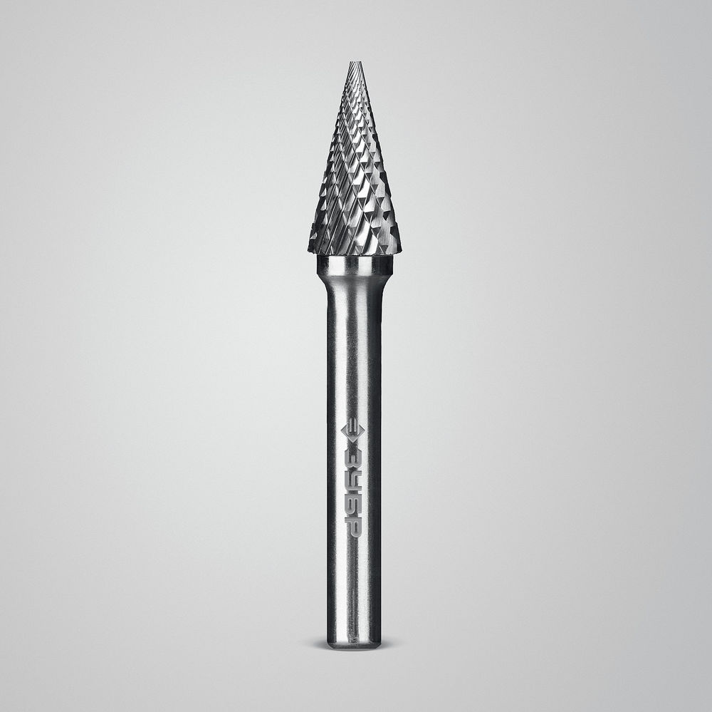 Борфреза твердосплавная 10?20 мм тип M конус с острым углом 25° хв-к 6 мм Профессионал ЗУБР 28811-10-20