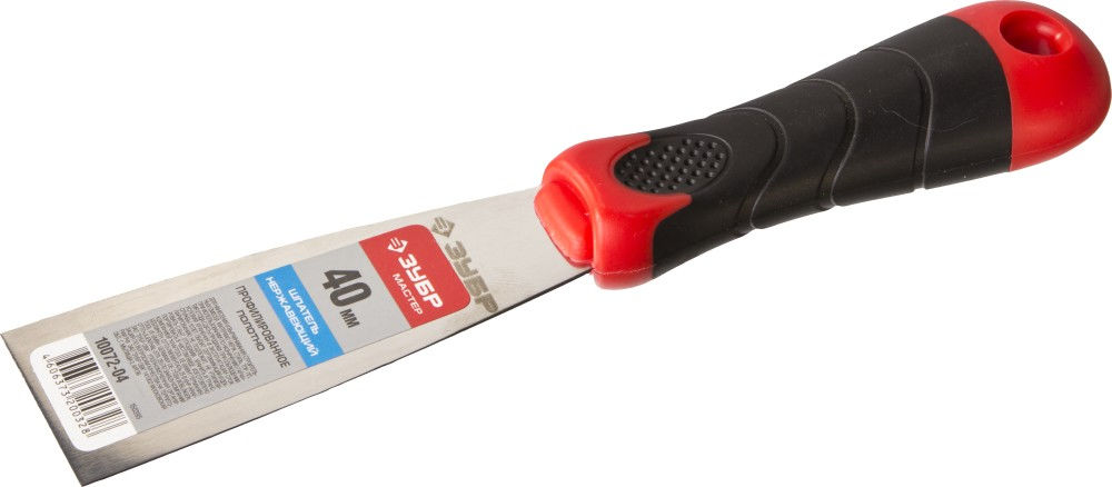 Шпатель нержавеющий 40 мм, профилированное полотно, двухкомпонентная ручка ЗУБР 10072-04