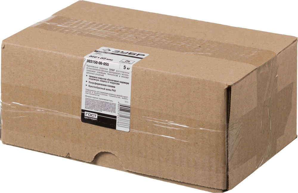 Винт с полусферической головкой M6?55 мм DIN 7985 кл. пр. 4.8 цинк 5 кг ЗУБР 303150-06-055