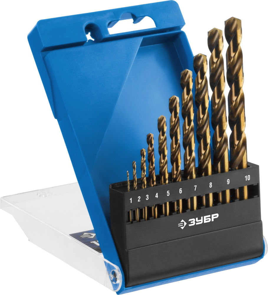 Набор сверл по металлу 10 шт (1-10 мм), сталь Р6М5К5, класс А Кобальт ЗУБР Профессионал 29626-H10_z01