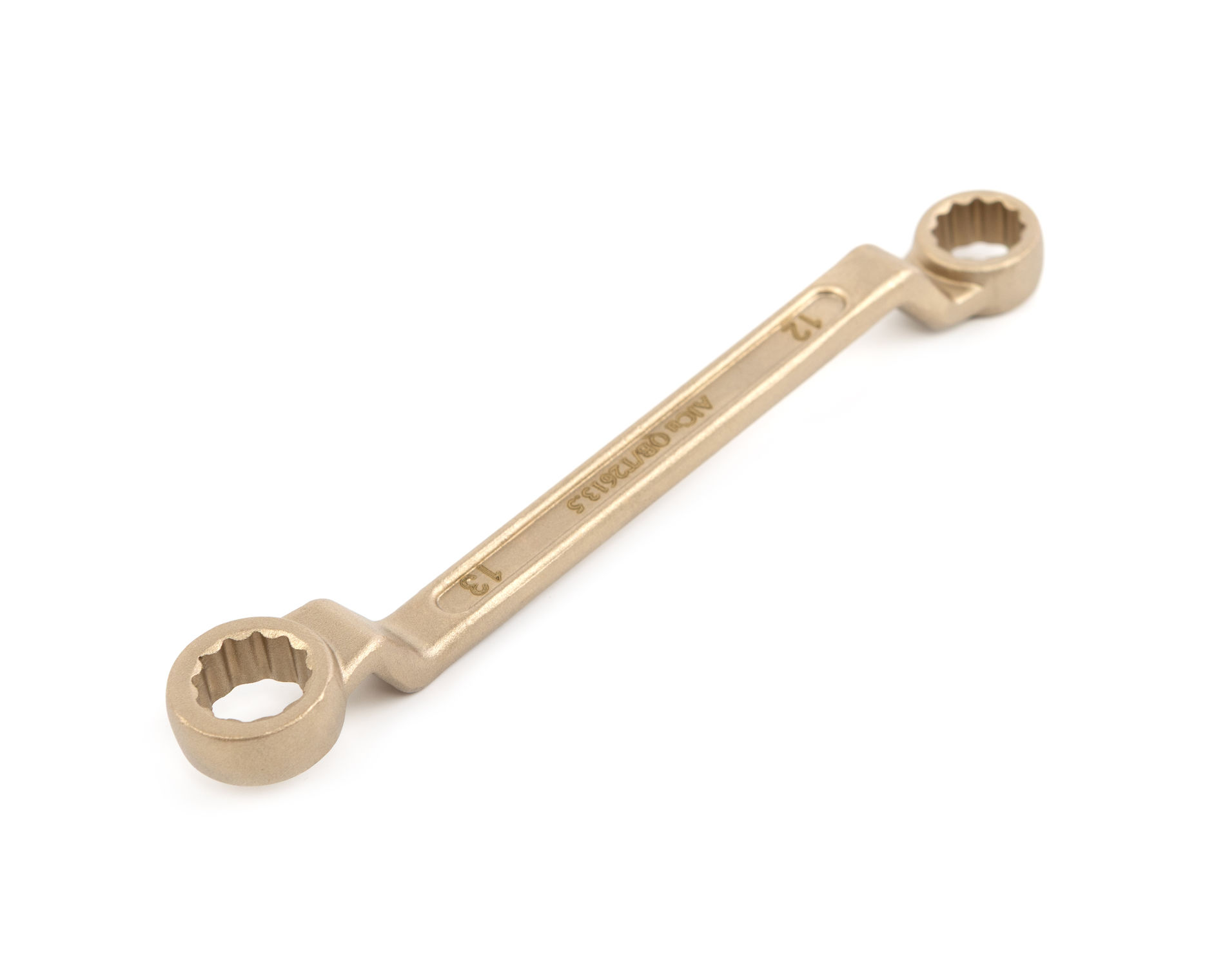 Ключ гаечный накидной двусторонний коленчатый 12х13 искробезопасный сплав AlCu, HORTZ