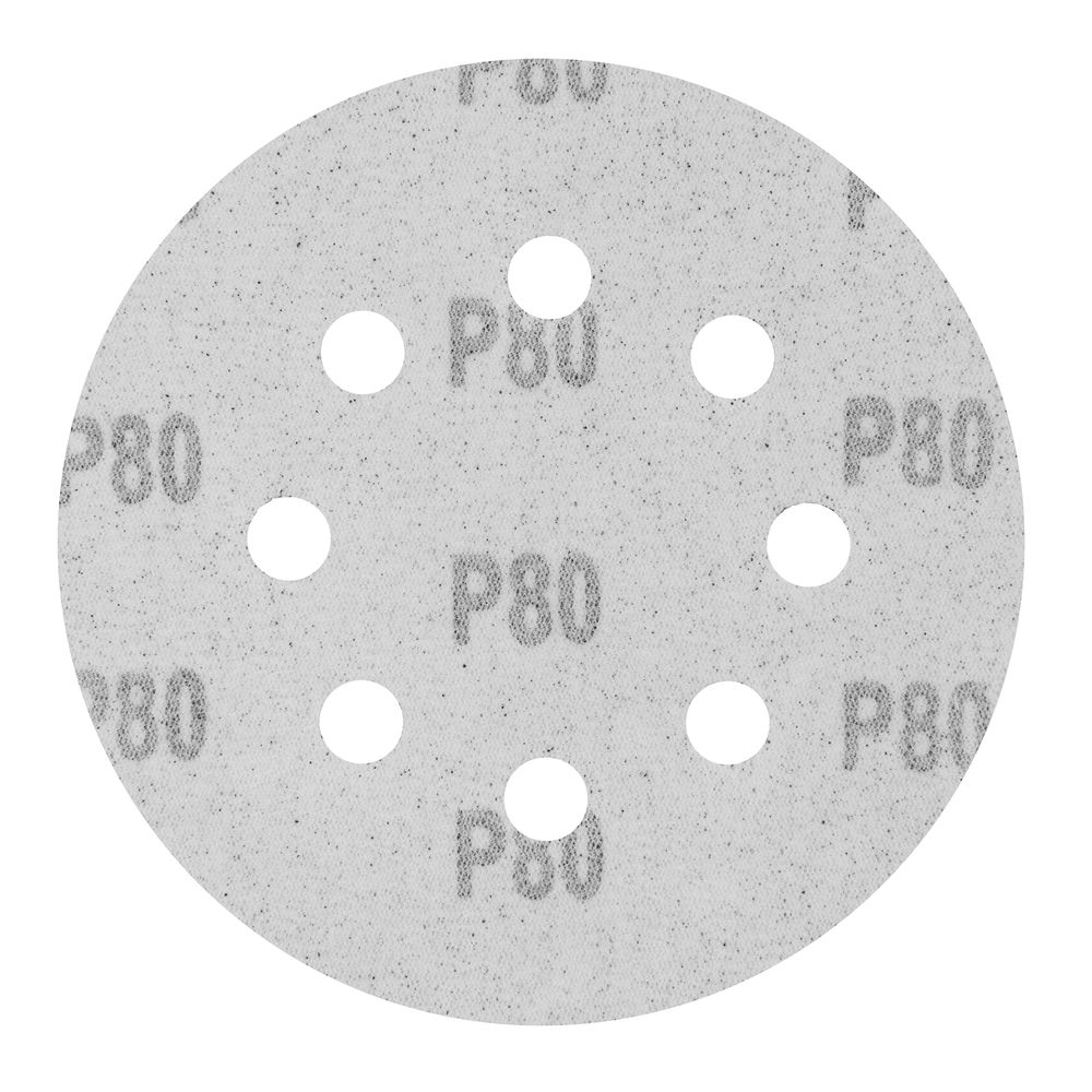 Круг абразивный на ворсовой подложке под липучку, перфорированный, P 80, 125 мм, 5 шт Сибртех (738047)