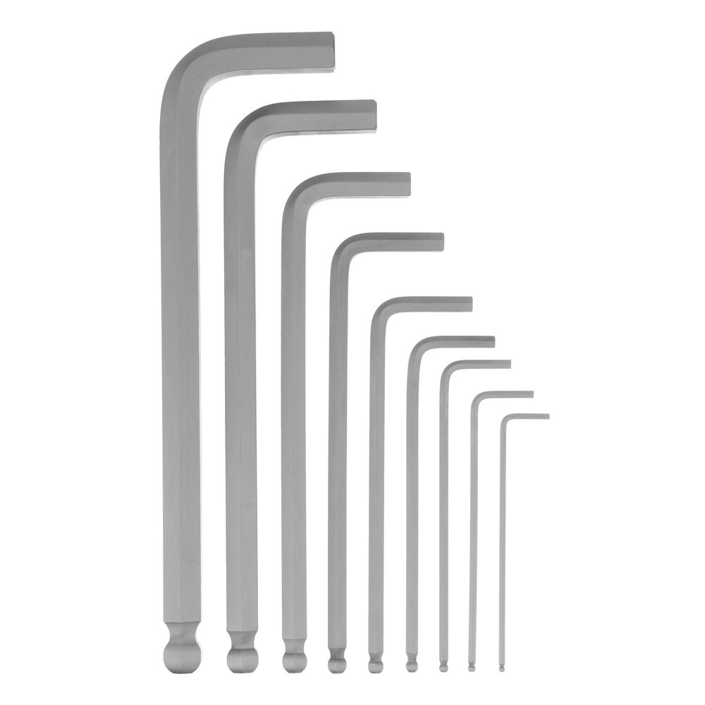 Набор ключей имбусовых, HEX, 2-12 мм, CrV, 9 шт., удлиненные, с шаром Сибртех