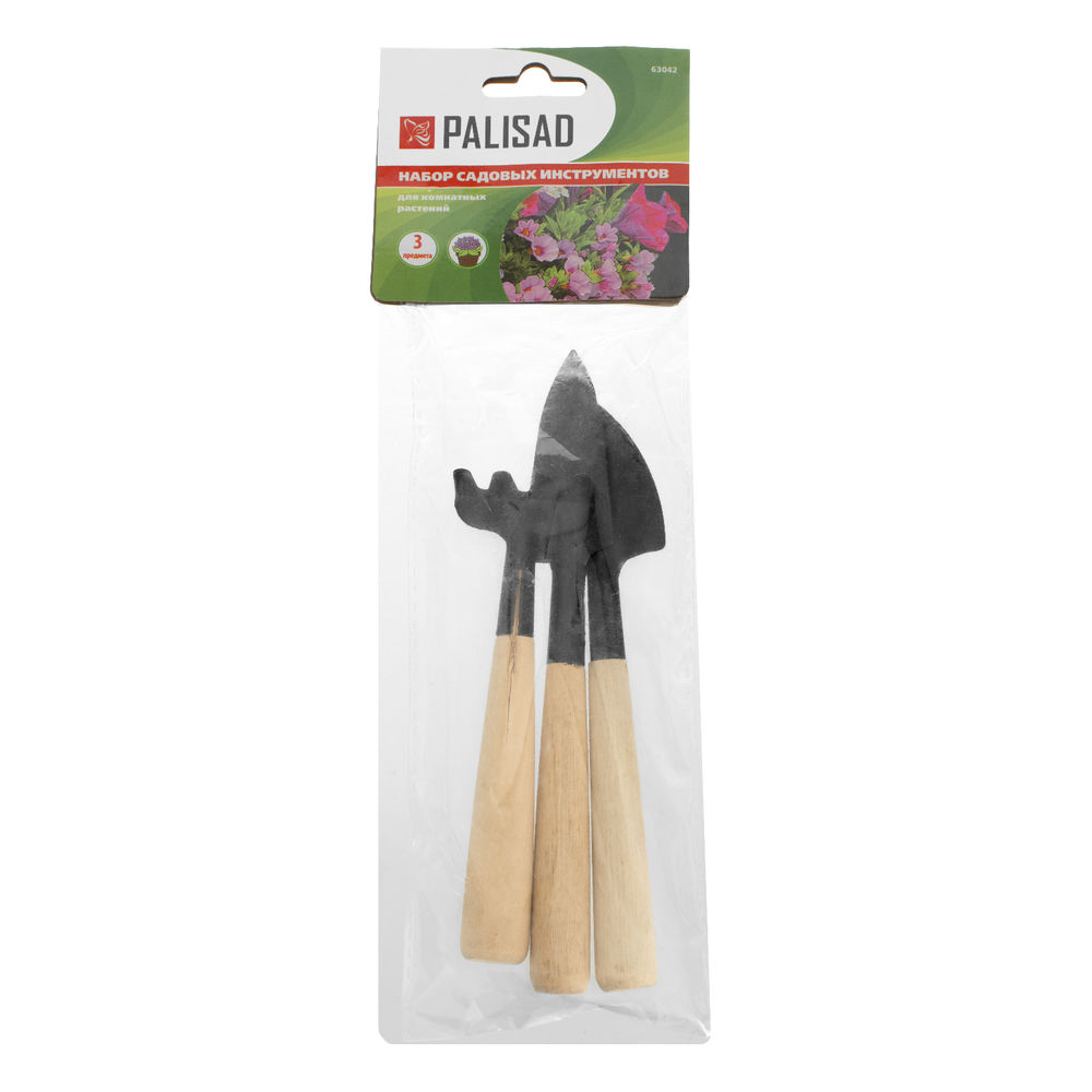 Набор по уходу за комнатными растениями, деревянные рукоятки, 3 предмета, Palisad (63042)