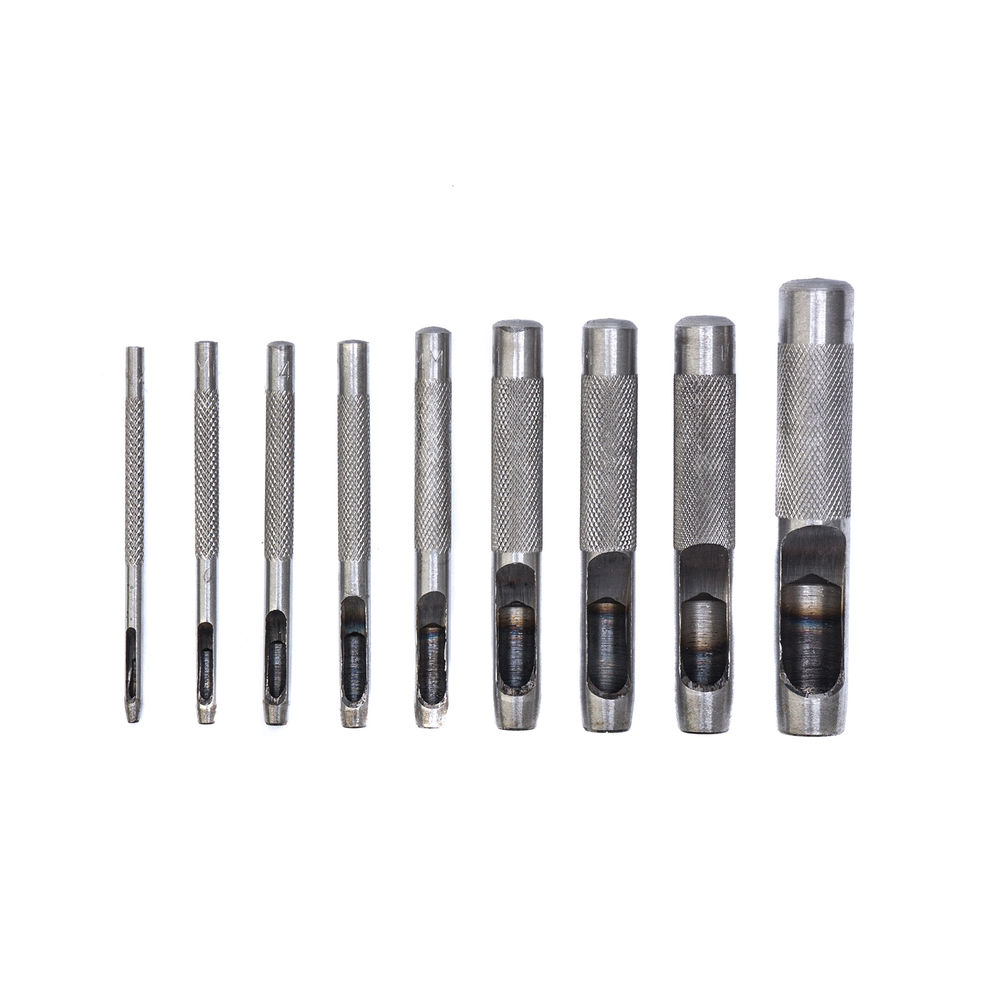 Набор пробойников для кожи 2 3 4 5 6 8 9 10 13 мм, 9 шт, чехол Сибртех (18309)