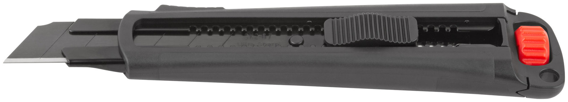 Нож технический 25 мм усиленный прорезиненный, дополнит. пластиковый прижим, черный, Профи (10332)