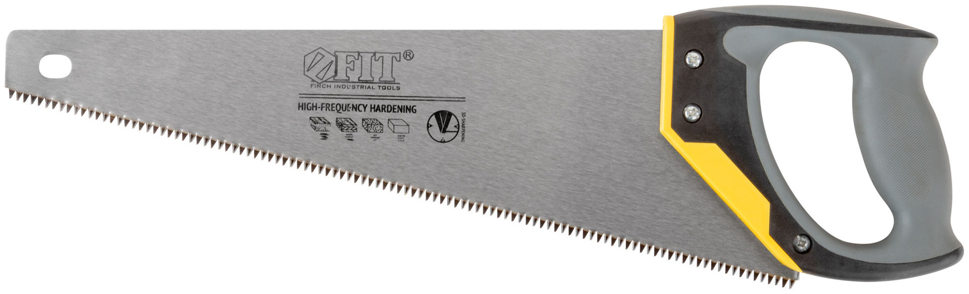 Ножовка по дереву, средний каленый зуб 7 ТPI, 3D заточка, 3К пласт.прорезиненная ручка, Профи 400 мм (40451)