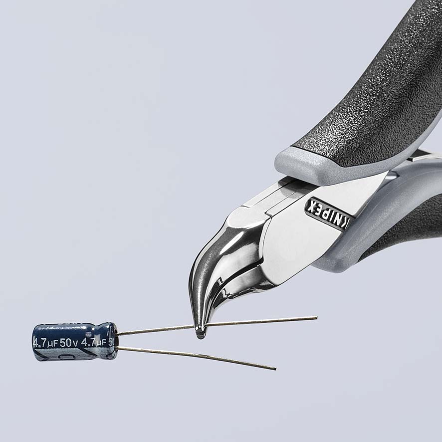 Плоскогубцы захватные для электроники ESD, круглые губки 45°, 115 мм, 2-комп антистатические ручки (KN-3542115ESD)