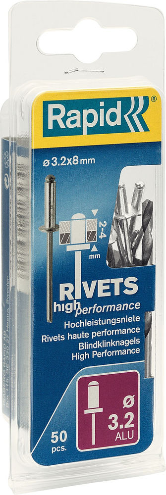 Алюминиевая заклепка 3.2 х 8 мм, 50 шт RAPID 5000383