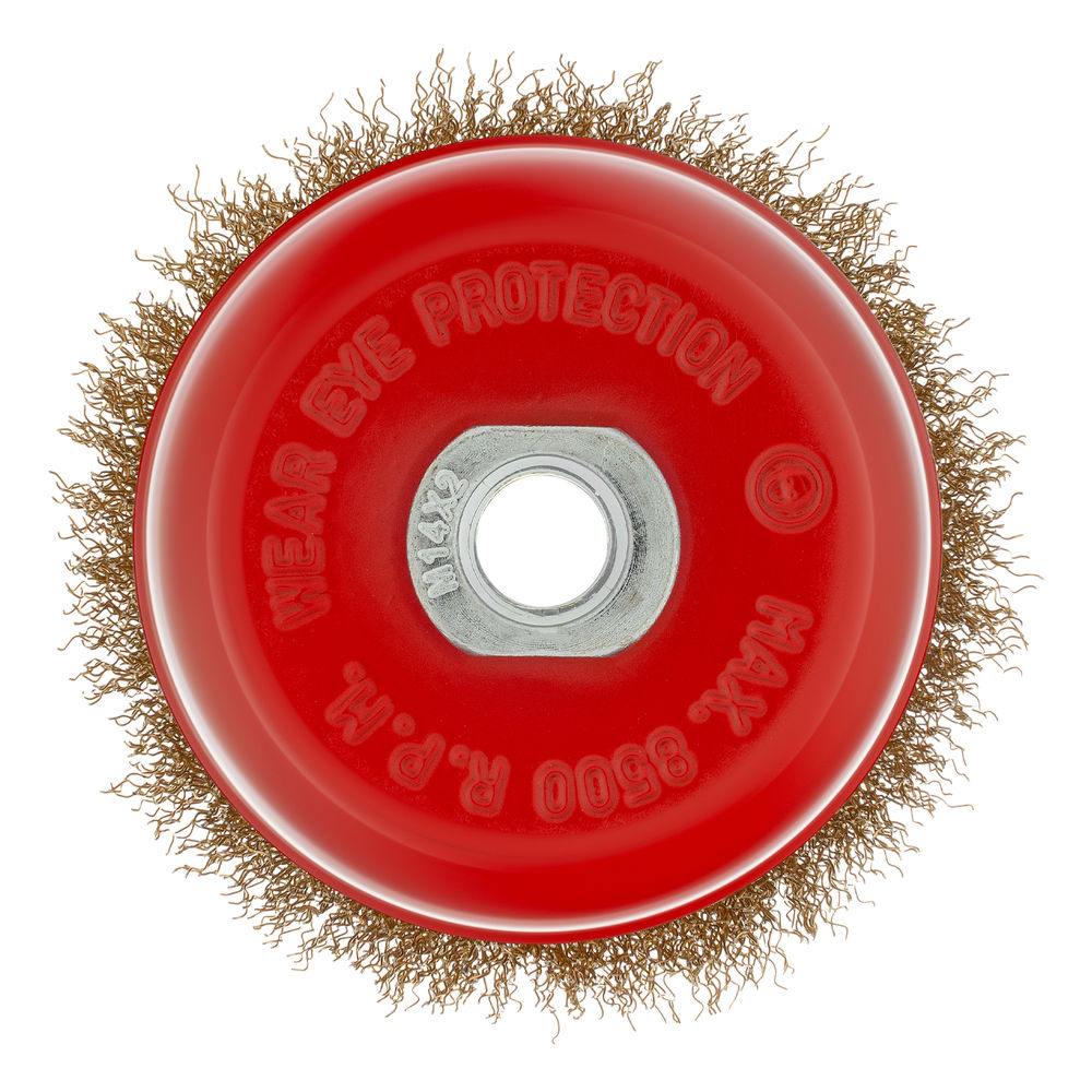 Щетка для УШМ, 100 мм, М14, чашка, латунированная витая проволока Matrix (74605)