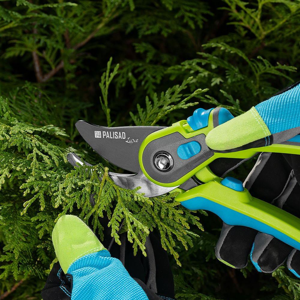Секатор прямого реза, 225 мм, регулировка захвата, трехкомпонентные рукоятки, Luxe, Palisad (60479)