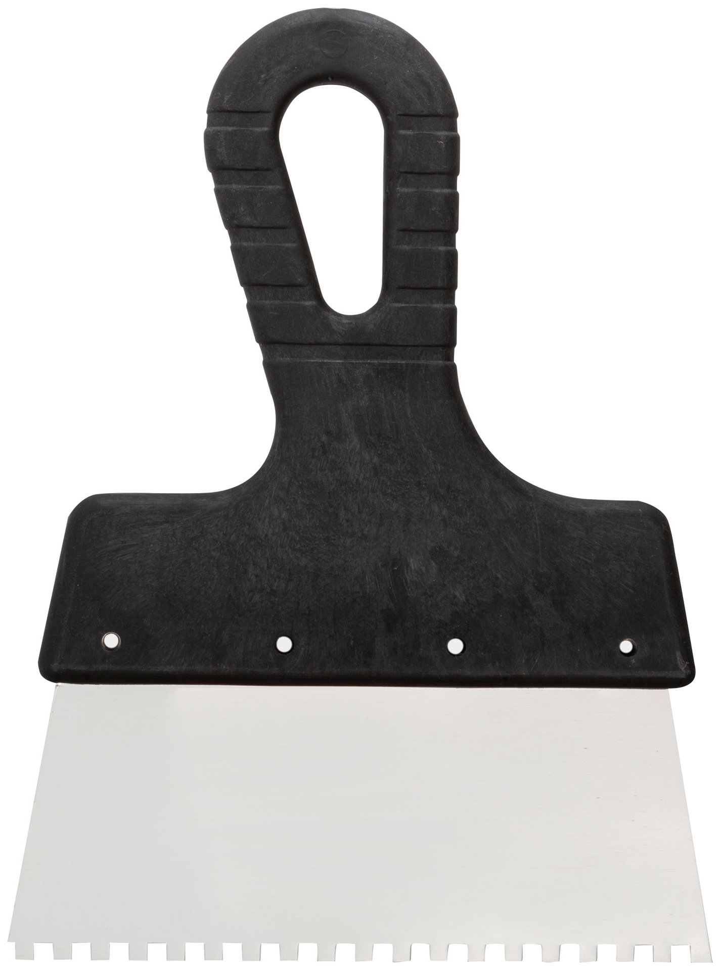 Шпатель зубчатый, 4х4 мм, нержавеющая сталь, пластиковая ручка, 150 мм (30-2335)