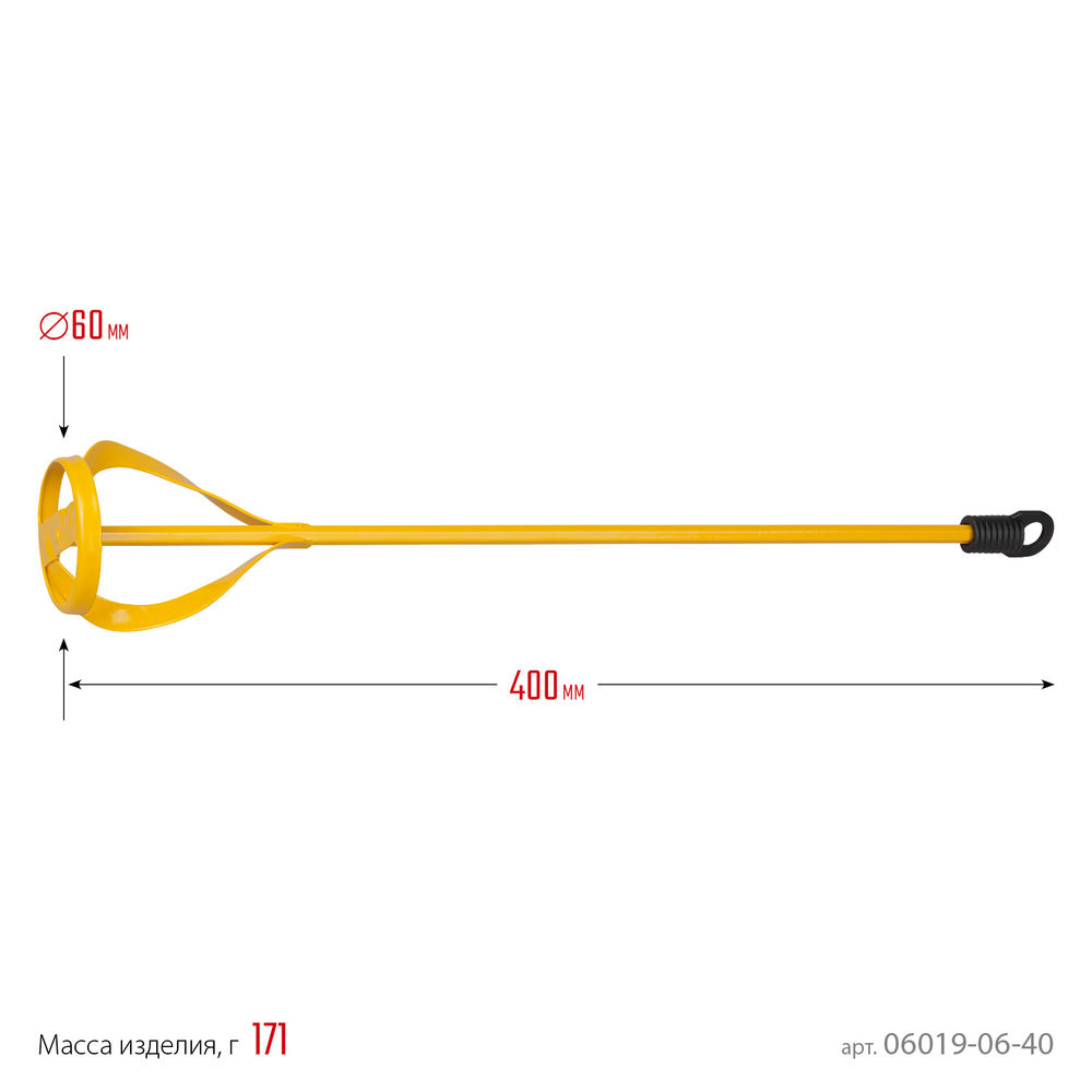 Миксер металлический для красок 60 х 400 мм, шестигранный хвостовик STAYER 06019-06-40