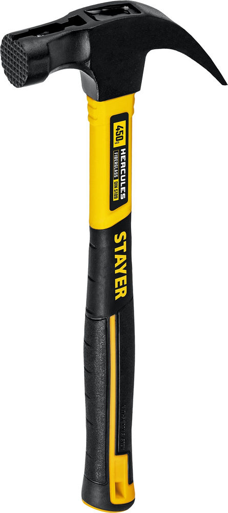 Молоток-гвоздодёр столярный с фиберглассовой рукояткой Professional Hercules-M STAYER 450 г 2027-450_z01  