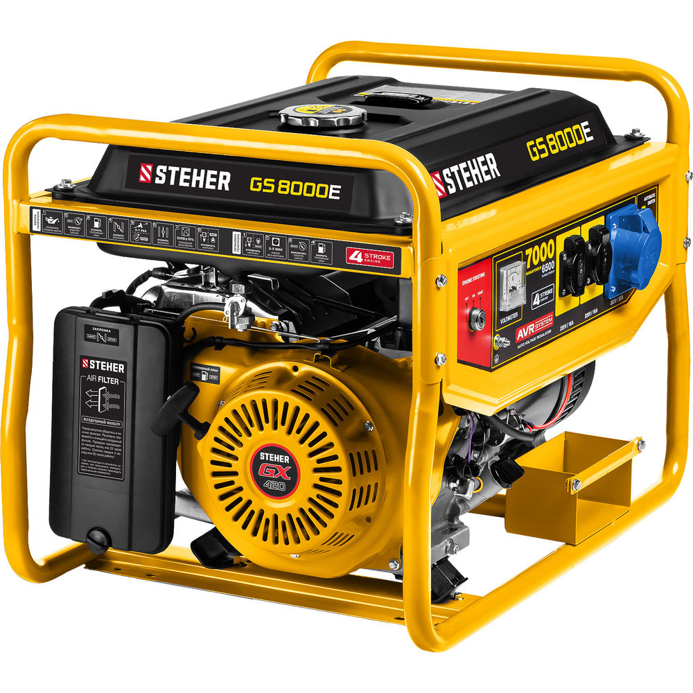 Генератор бензиновый 7000 Вт с электростартером STEHER GS-8000Е