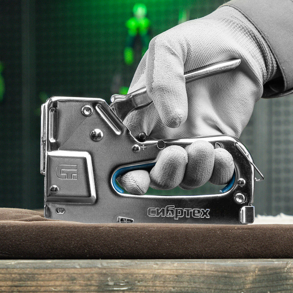 Степлер мебельный, металлический, регулируемый, тип скобы: 53, 4-14 мм Сибртех (40101)