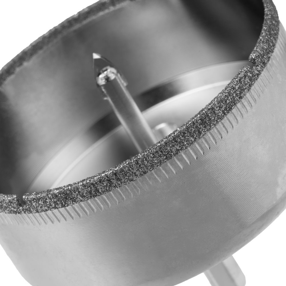 Сверло по керамической плитке и стеклу, 70 х 55 мм, шестигранный хвостовик, с центрующим сверлом Сибртех (72727)