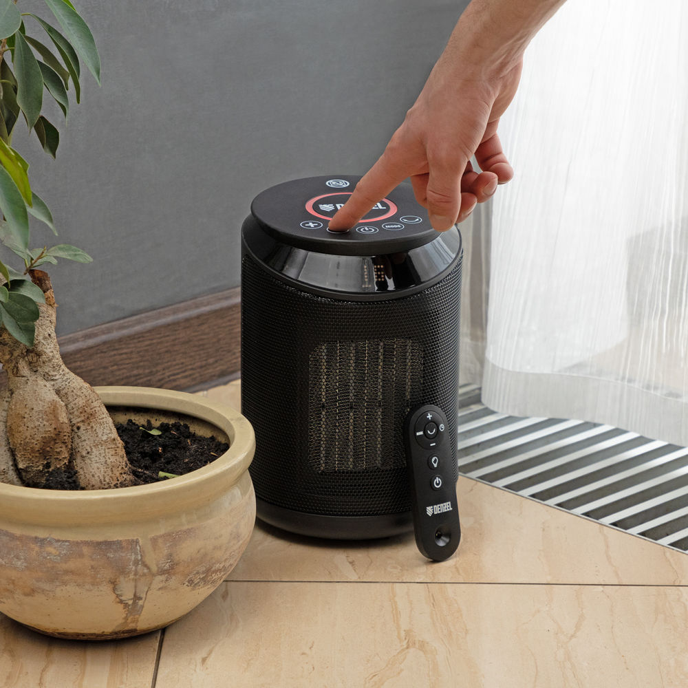 Тепловентилятор электрический керамический DTFC-2000, пульт, 3 режима, вентилятор, нагрев 1000/2000 Вт Denzel (96419)