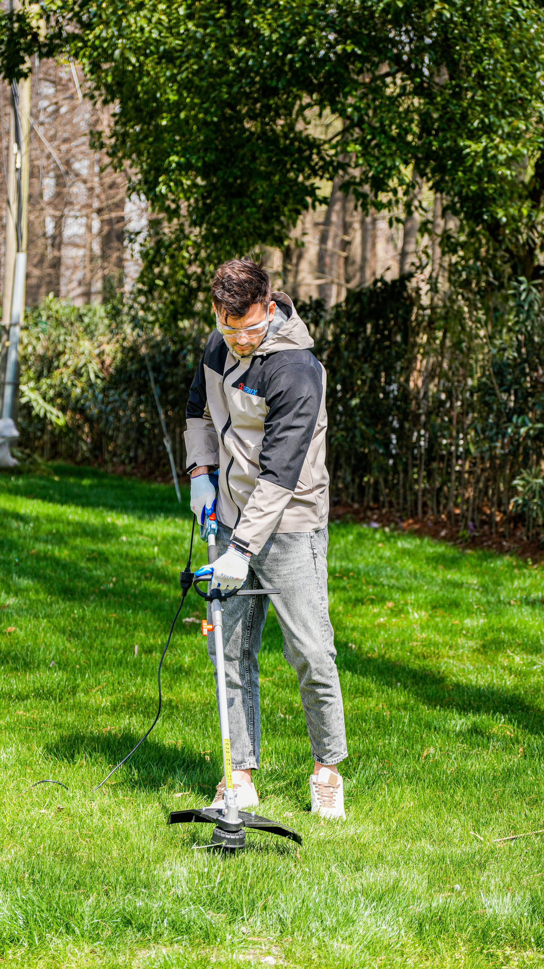 Триммер сетевой, 1200 Вт, 34 см (леска), 23 см (нож), D-рукоятка