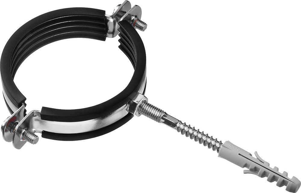 Хомут трубный с сантехнической шпилькой и дюбелем 2 1/2, цинк, 1 шт ЗУБР 37866-75-80_z01