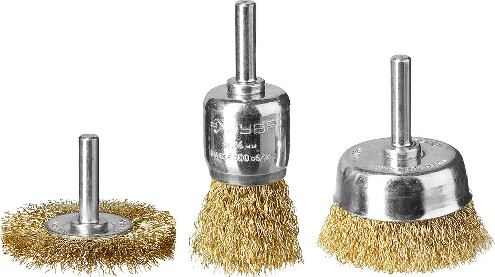 Набор щеток для дрели d 24/50/50 мм, витая стальная латунированная проволока 0.3 мм ЗУБР Профессионал 3530-H3_z02