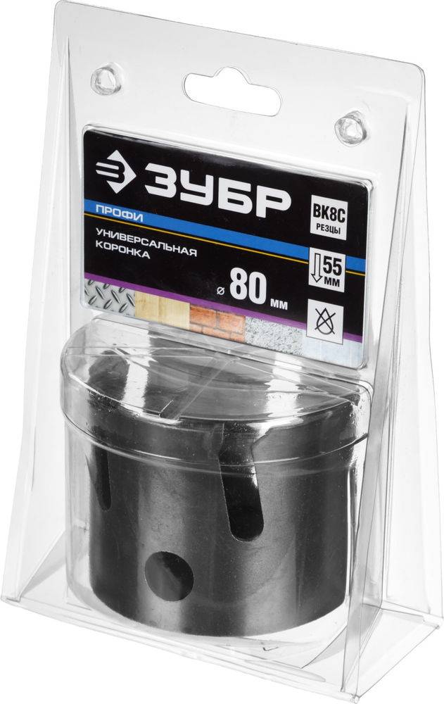 Коронка с твердосплавными резцами 80 мм ЗУБР Проуниверсал Профессионал 29514-80