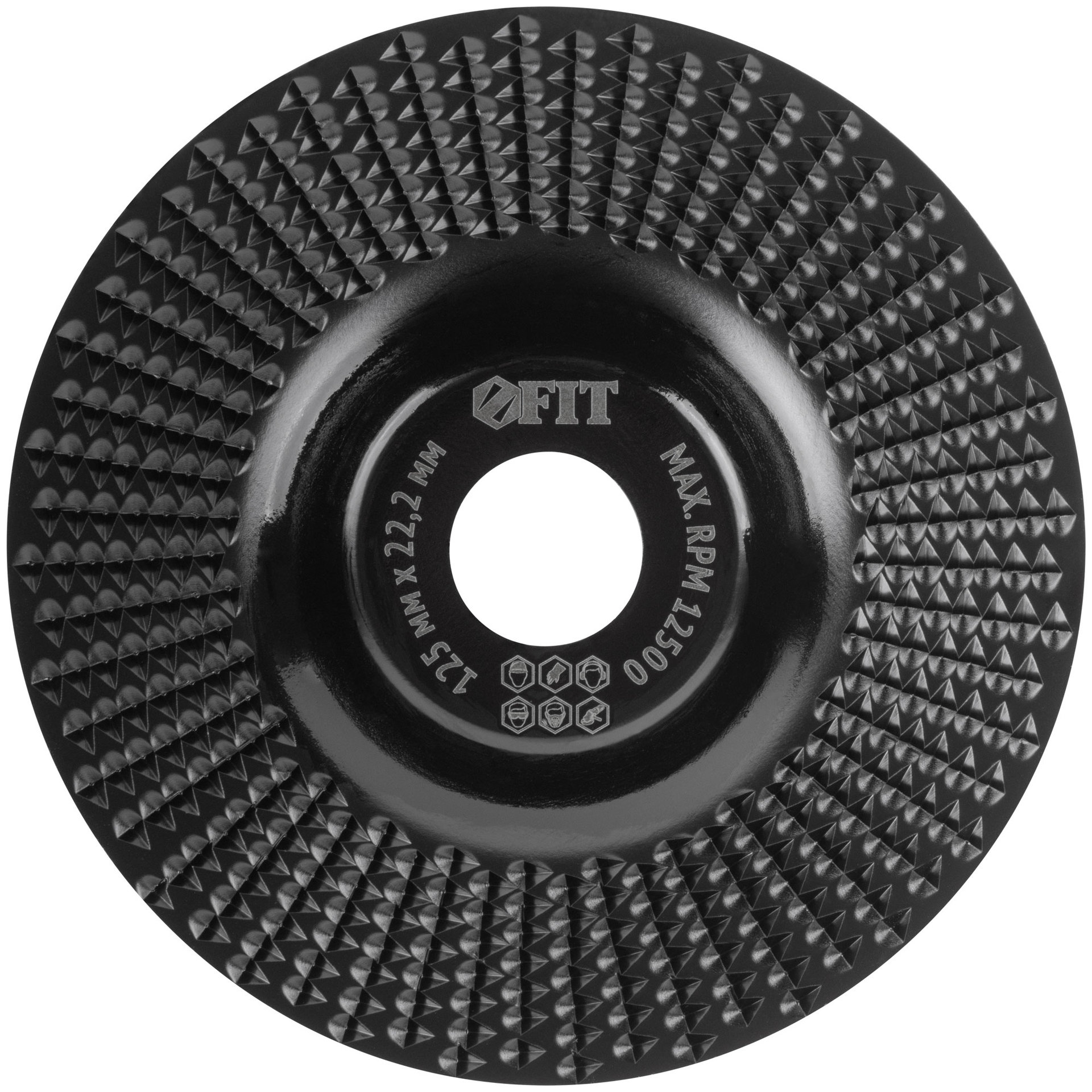 Диск обдирочный по дереву для УШМ, плоский, мелкая насечка, посадочный диаметр 22,2 мм, 125 мм (39533)