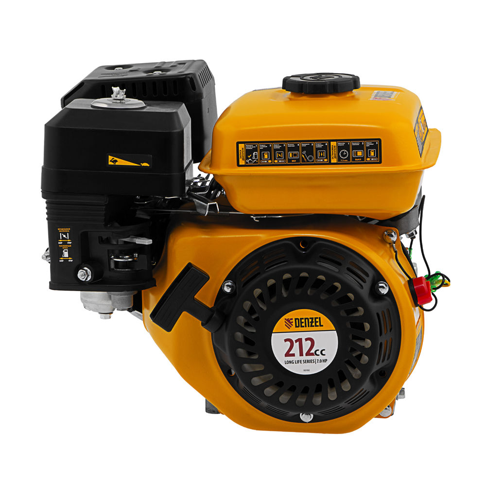 Двигатель бензиновый RX-17S, 7 л.с., 212 см3, горизонтальный вал шлиц 25 мм Denzel (95102)