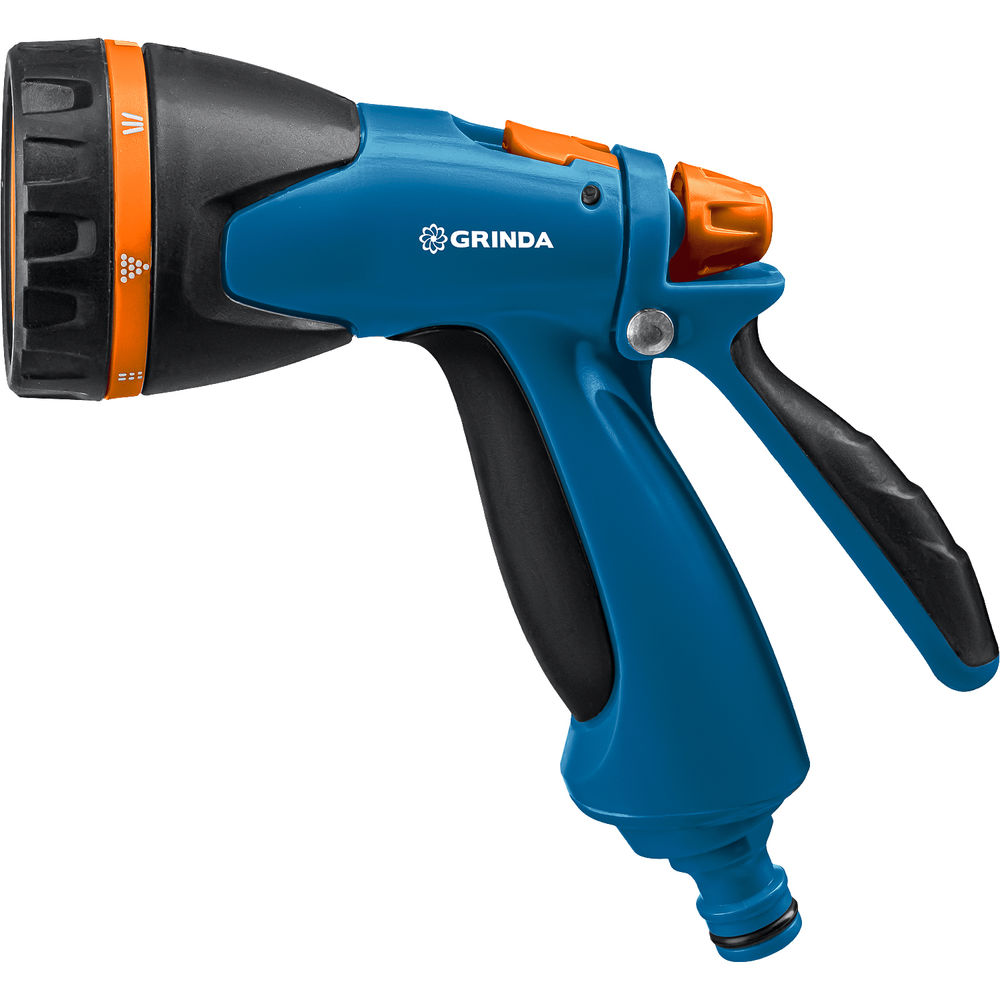 Поливочный пистолет B-8, 8 режимов, курок сзади, двухкомпонентный, PROLine GRINDA 429110