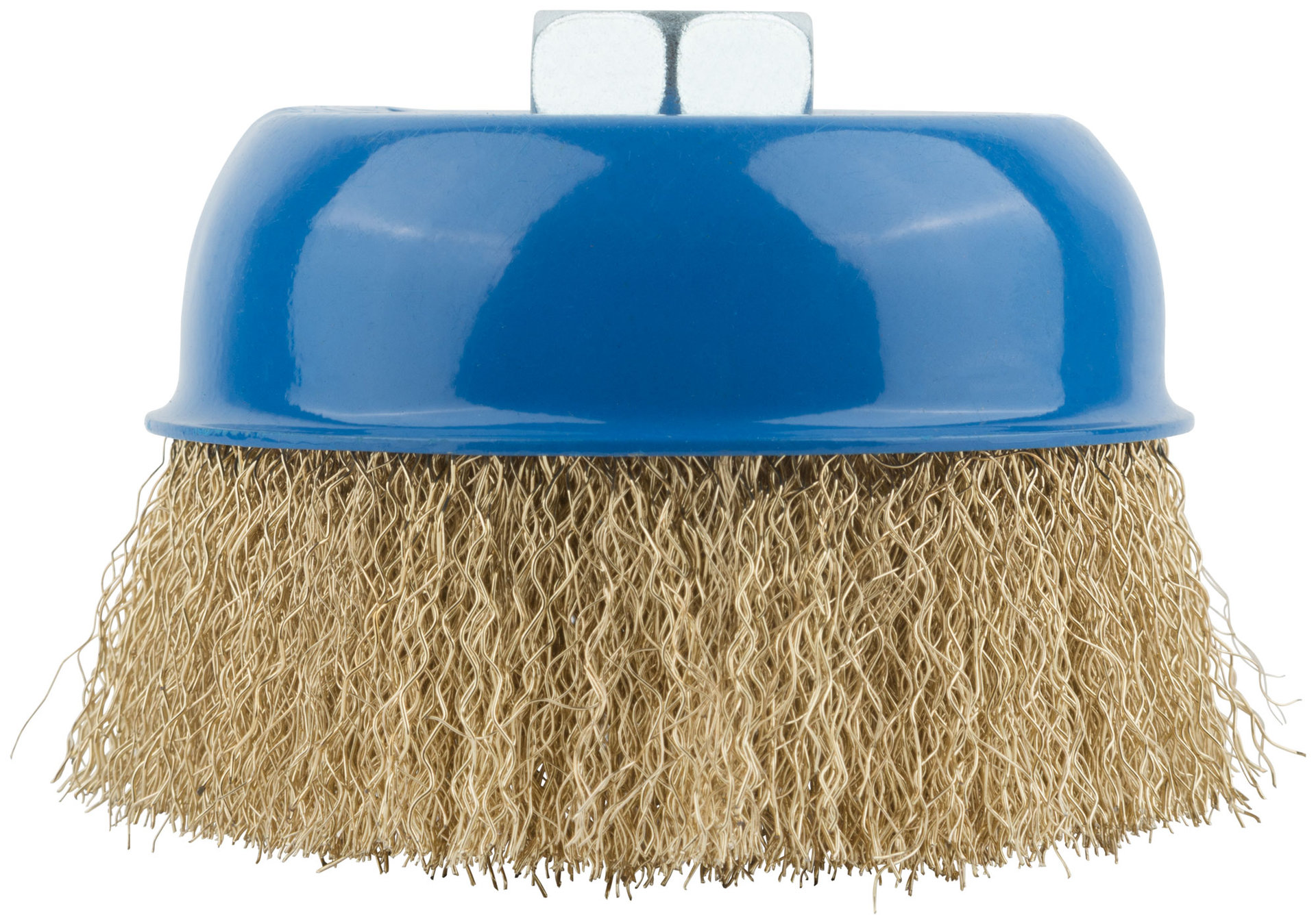 Корщетка, тип чашка, гайка М14, стальная латунированная волнистая проволока 100 мм (38943М)