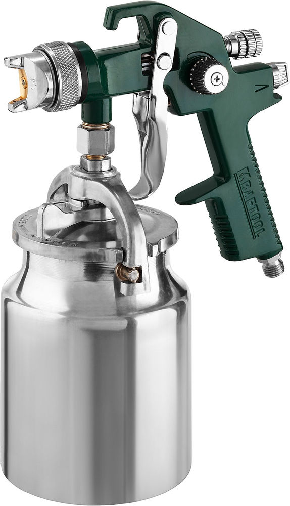 Пневматический краскопульт с нижним бачком AirKraft, HVLP, 1.4 мм KRAFTOOL 06520-1.4