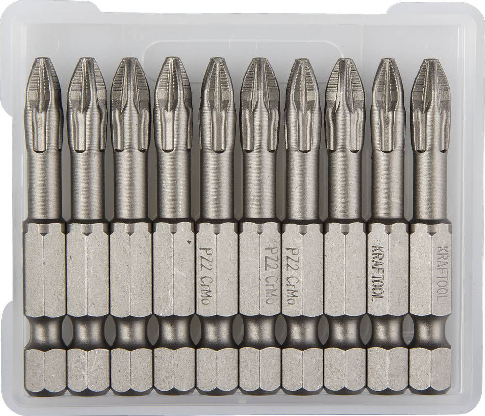 Торсионные биты X-Drive, PZ2, 50 мм, 10 шт KRAFTOOL 26123-2-50-10