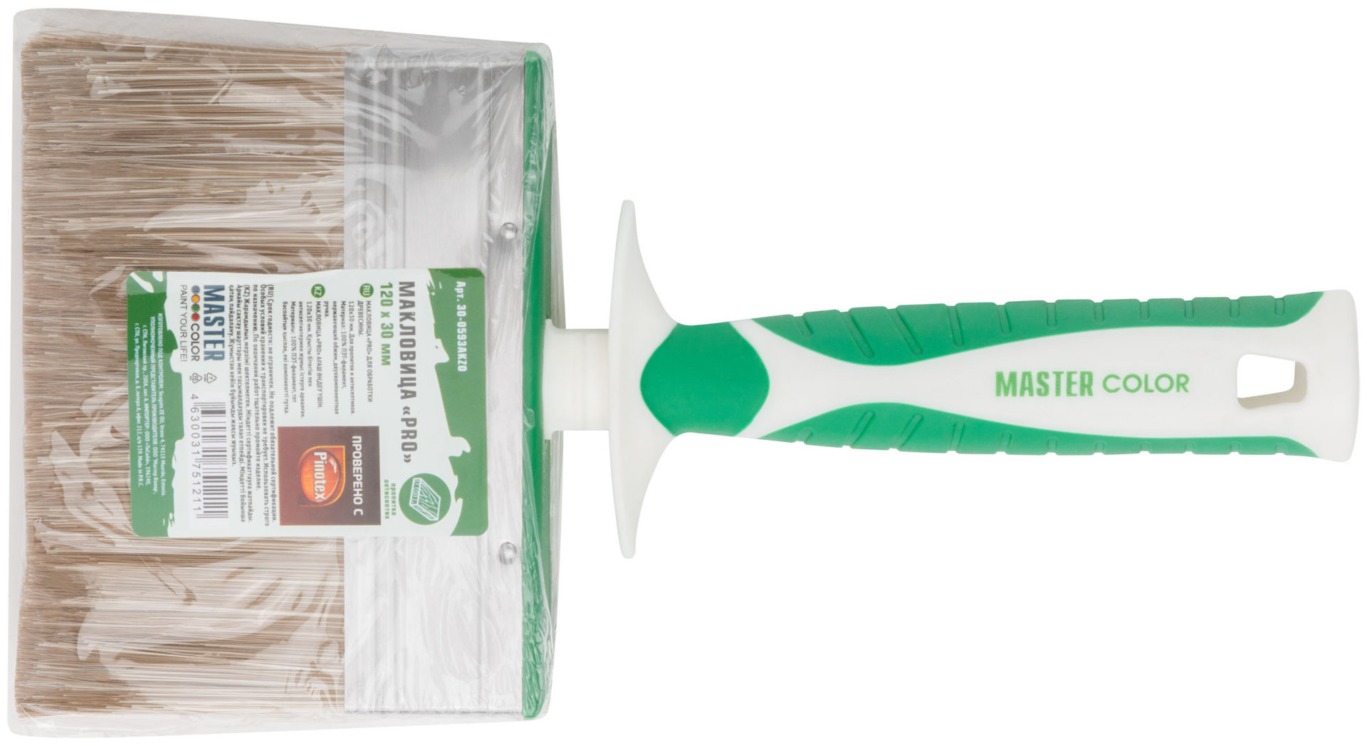 Макловица, 70% ПЭT/30% натуральная щетина, нерж. обжим, 2-К ручка, 120 х 30 мм (30-0593AKZO)