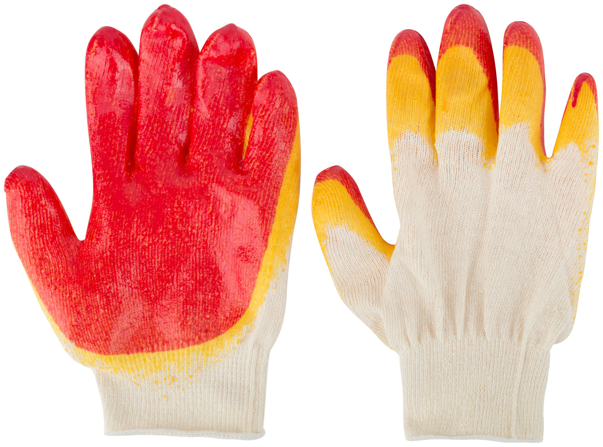 Перчатки вязаные х/б с двойной латексной заливкой наладонника (12469)