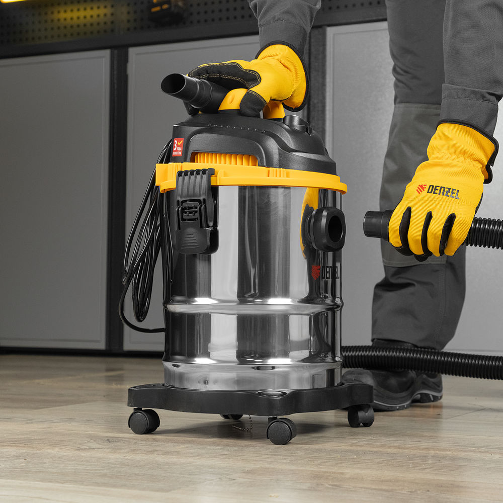 Пылесос строительный SVC15, 1200 Вт, бак 15 л, шланг 2 м Denzel (28201)