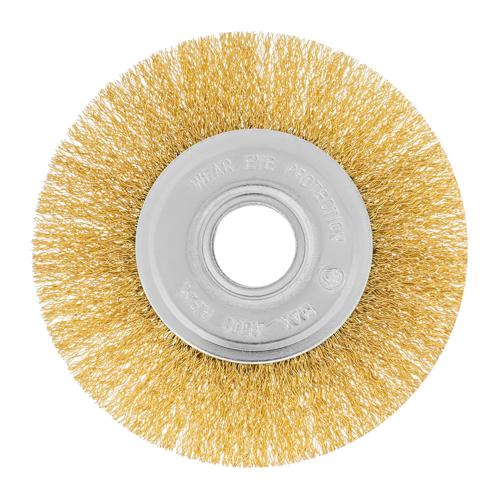 Щетка для УШМ, 125 мм, посадка 22.2 мм, плоская, латунированная витая проволока Matrix (74656)