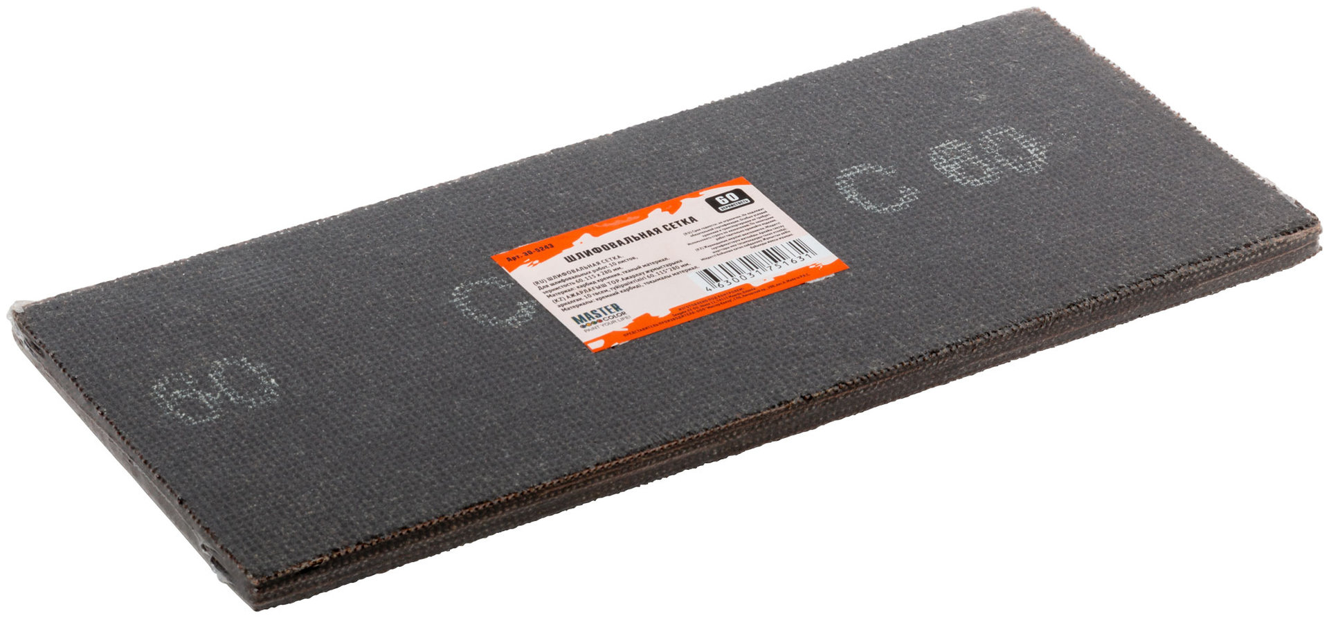 Шлифовальная сетка, 10 листов, зернистость 60, карбид кремния, 115 x 280 мм (30-5243)