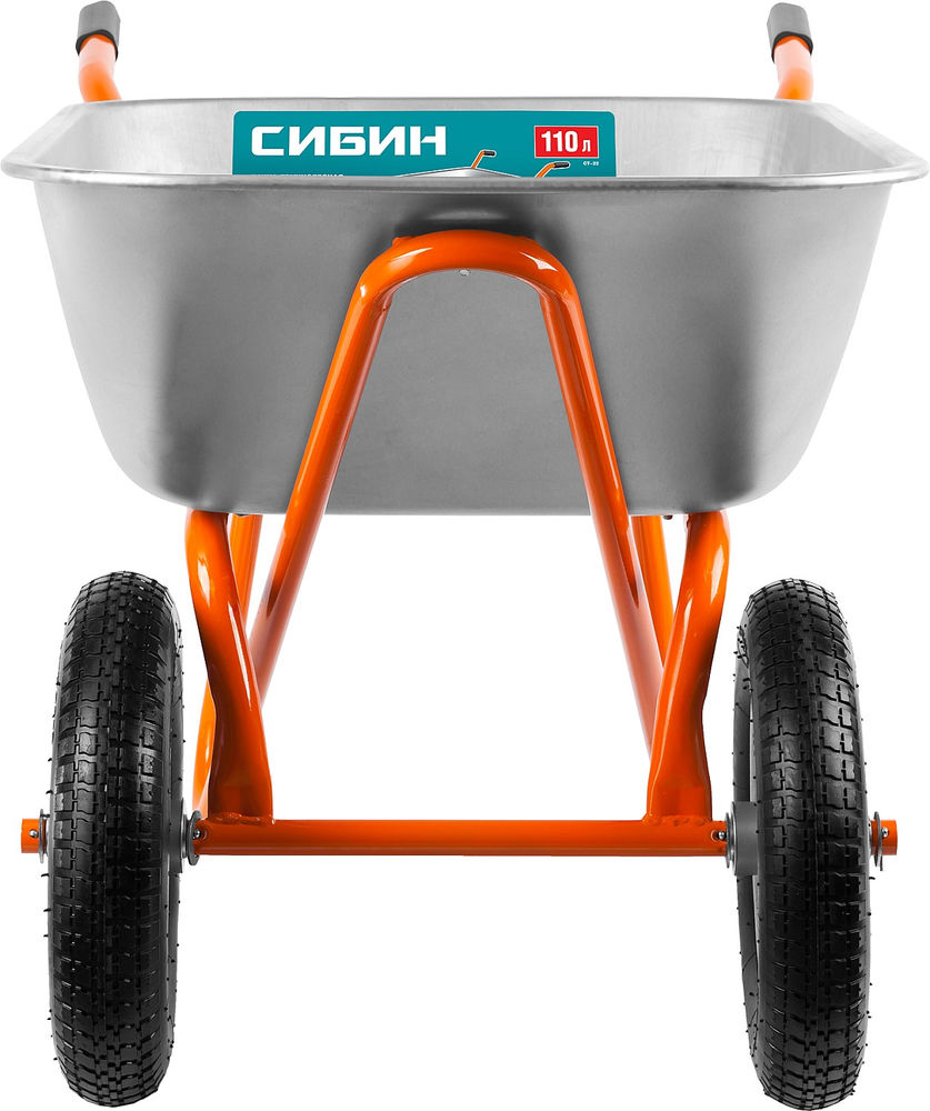 Строительная тачка двухколесная 110 л 200 кг пневматические колеса СИБИН СТ-22 39905_z01