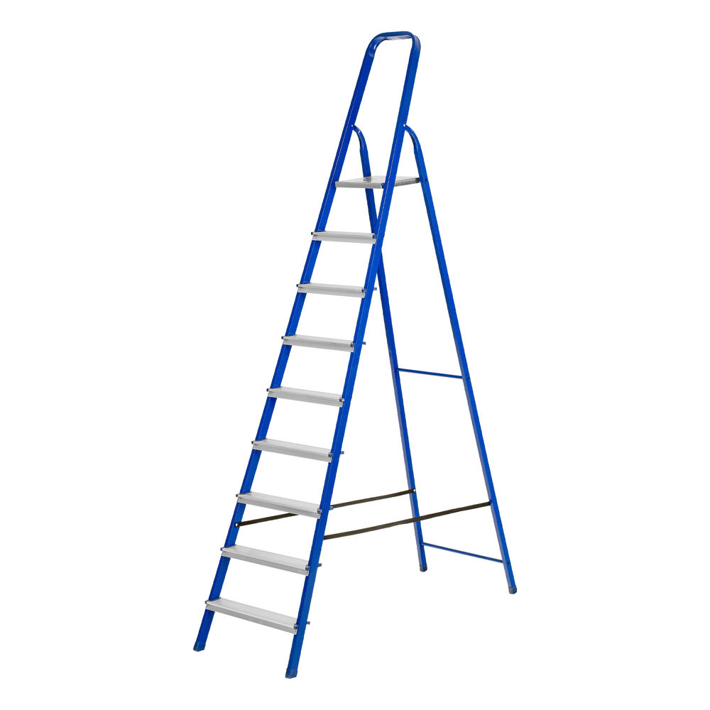 Стремянка, 9 ступеней, стальной профиль, алюминиевые ступени Сибртех (97959)