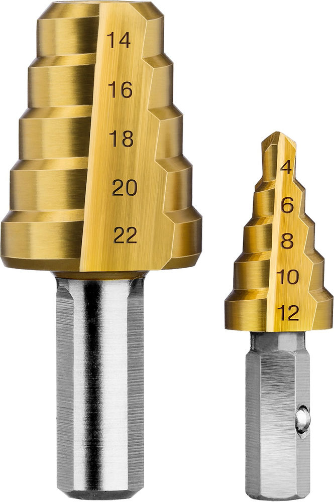 Сверло ступенчатое составное 4–22 мм, 10 ступеней, покрытие NiT ЗУБР 29673-4-22